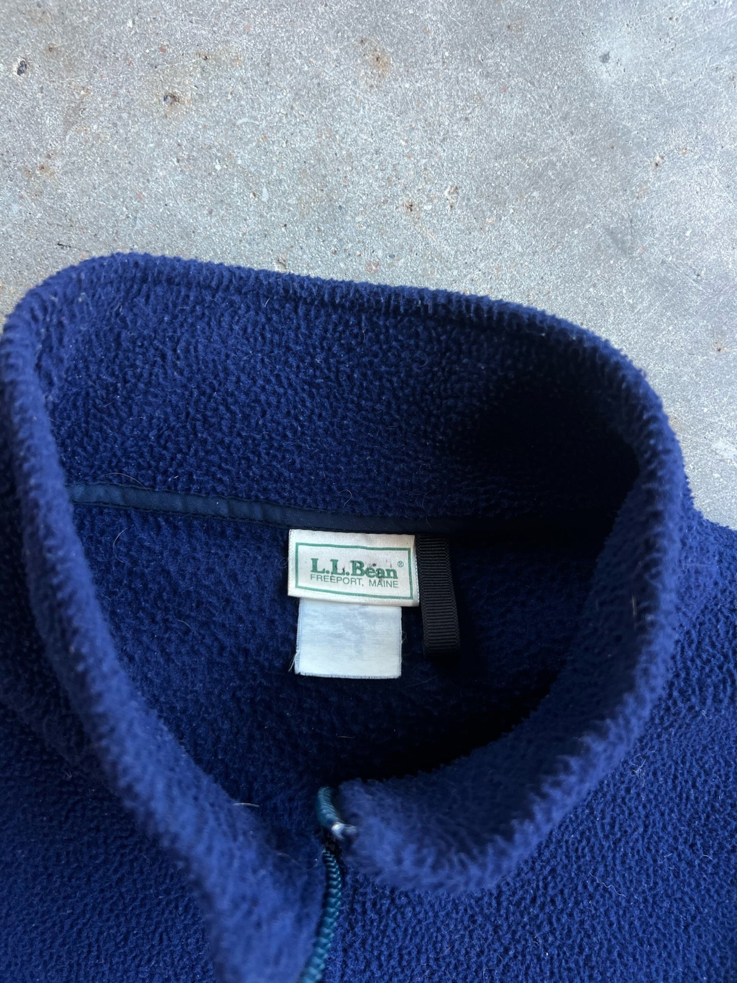 Vintage Navy Fleece LL. Bean Quarter Zip - L