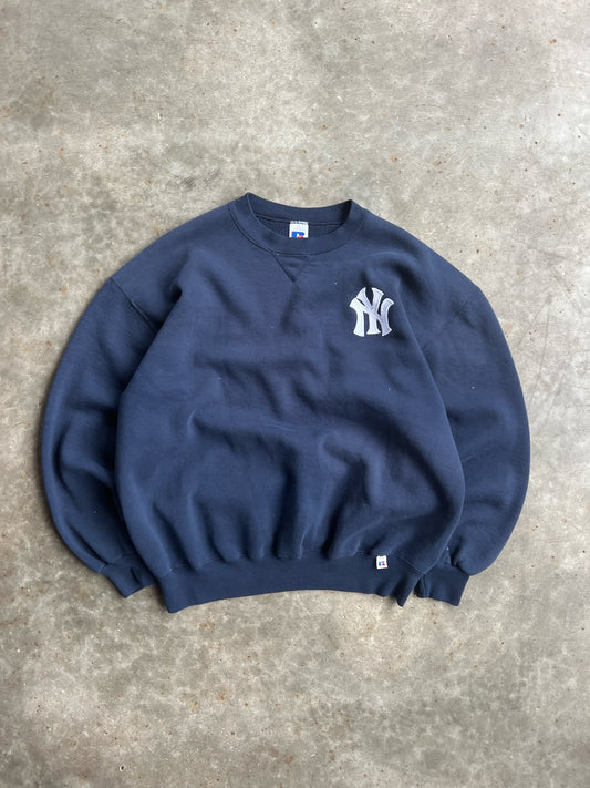 Vintage Navy Yankees Russell Athletics Crew - XL