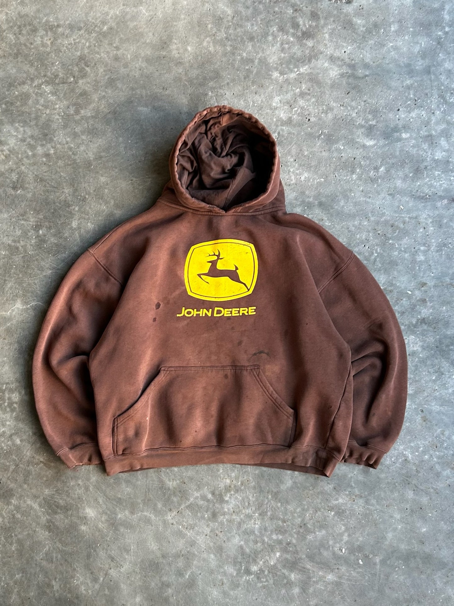 Vintage John Deere Distressed Hoodie - L