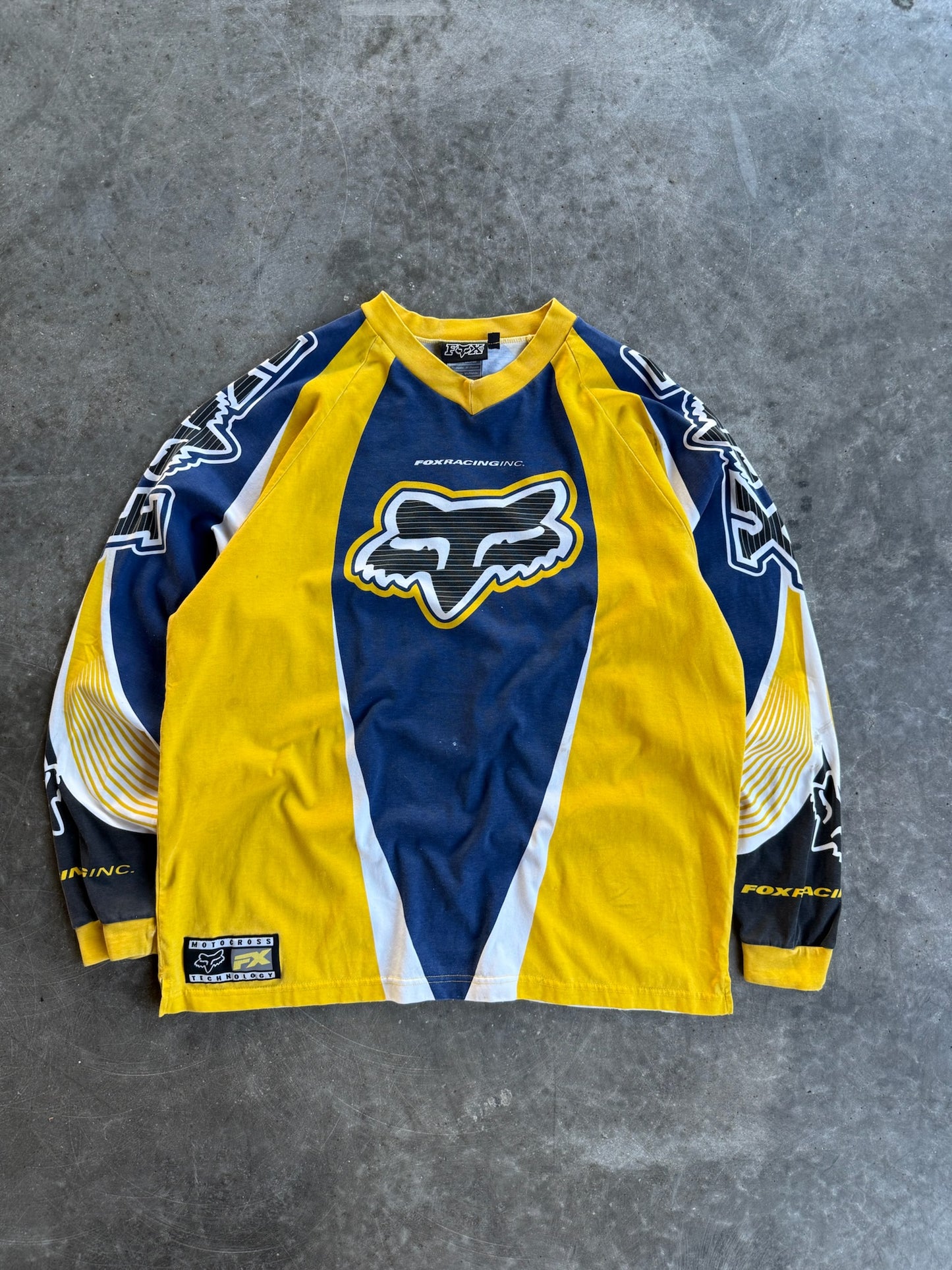 Vintage Fox Racing Inc Blue/Yellow Racing Jersey  - XL