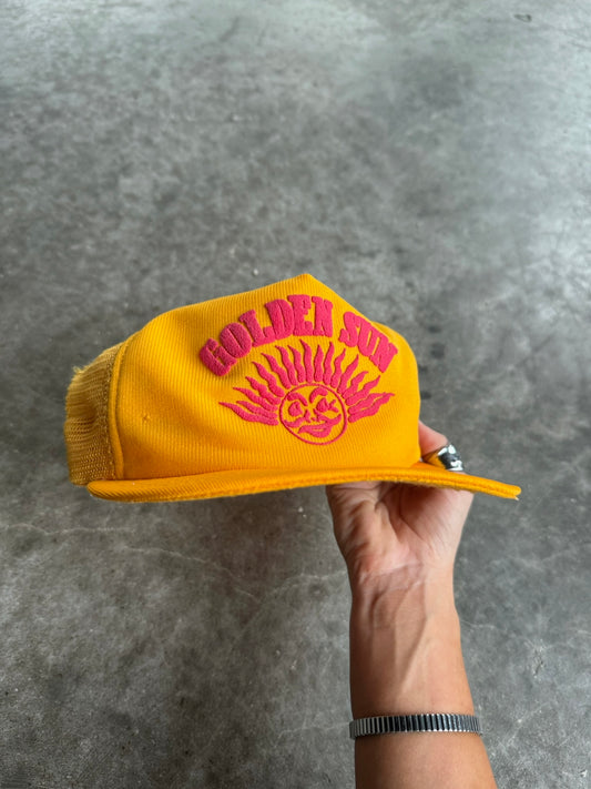 Vintage Golden Sun Trucker Snapback Hat