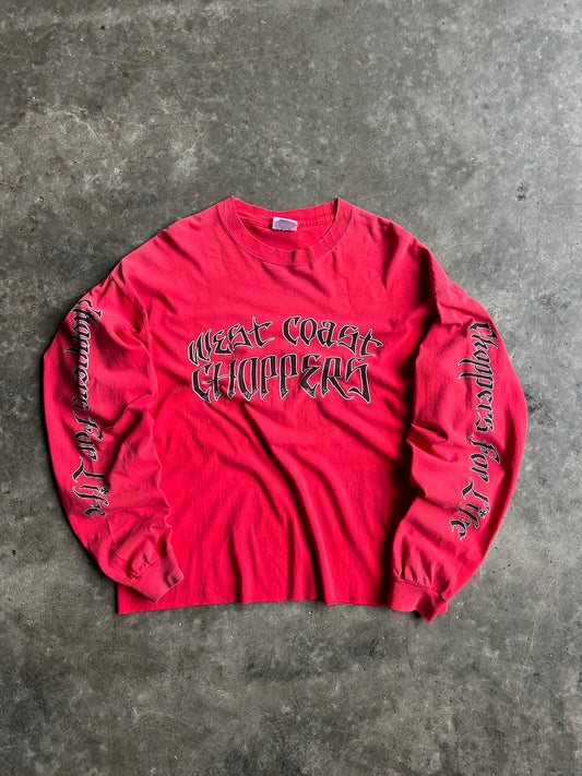 Vintage Red West Coast Choppers Long Sleeve Shirt - XL