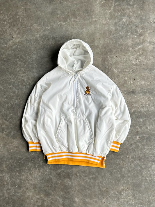 Vintage White Wyoming Cowboys Windbreaker Quarter Zip - L