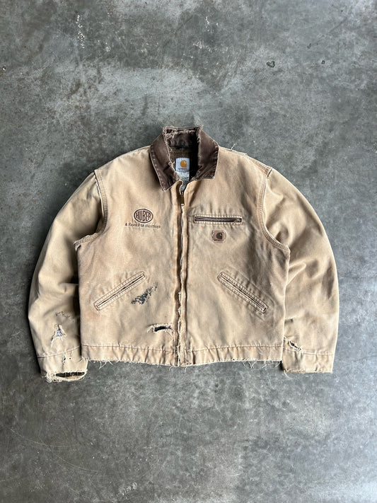 Vintage Tan Distressed Flannel Lined Carhartt Detroit Jacket - L