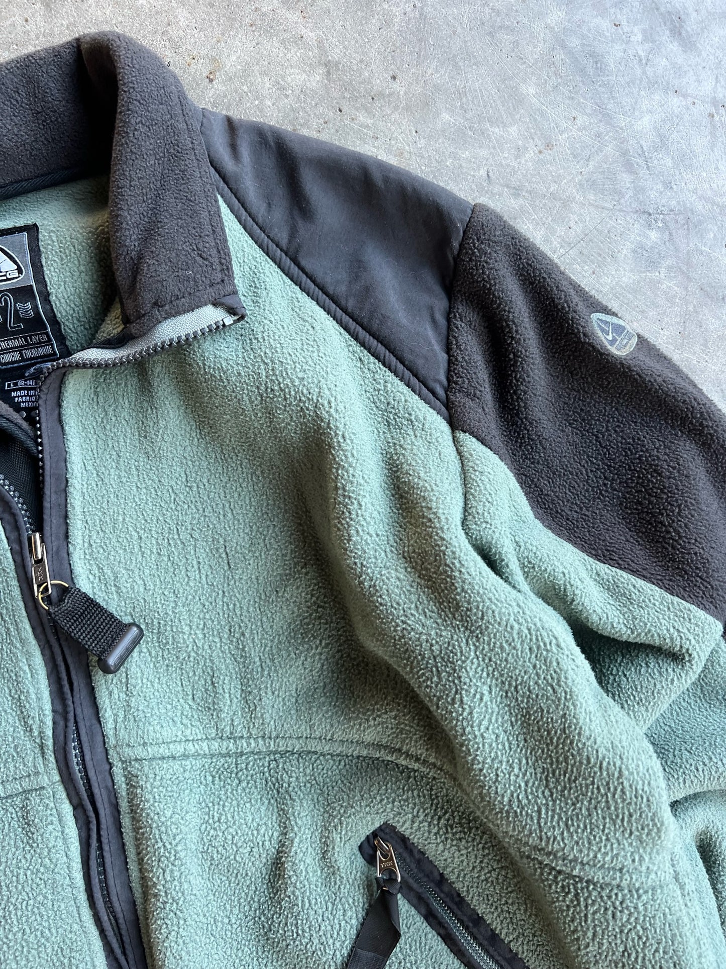 Vintage Green Thermal Nike Zip Up - L