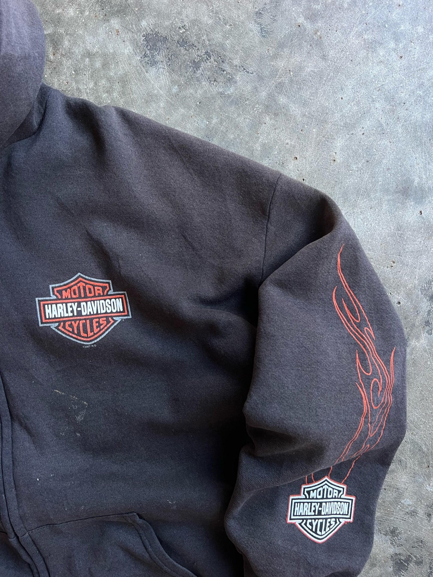 Vintage Black Painted Harley Davidson Tripp's Zip Up Hoodie - XL