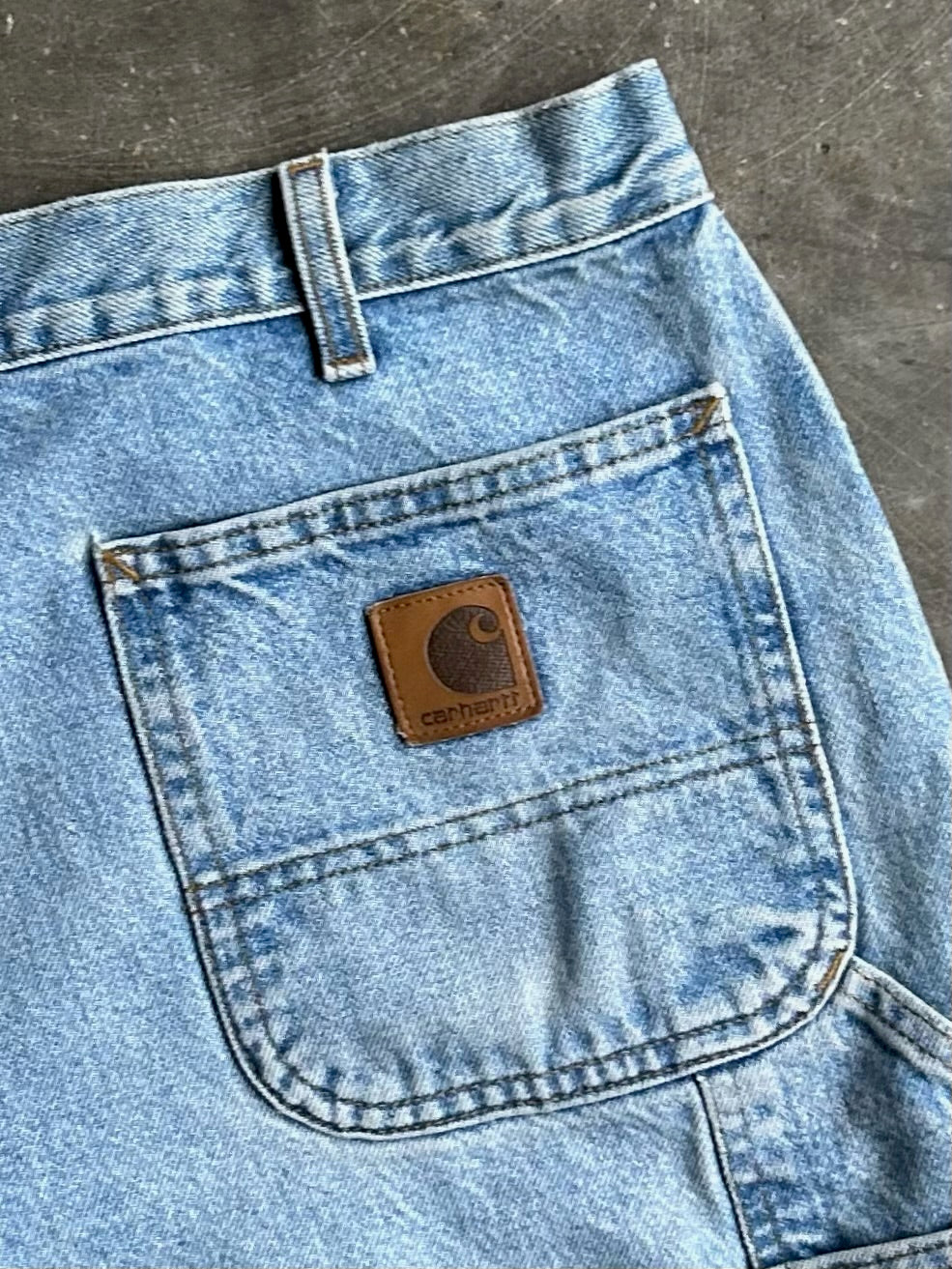 Vintage Light Faded Denim Carhartt Carpenter Shorts - 35