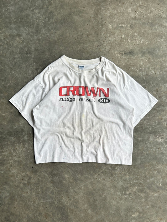 Vintage White Crown Racing Cropped Tee - XL