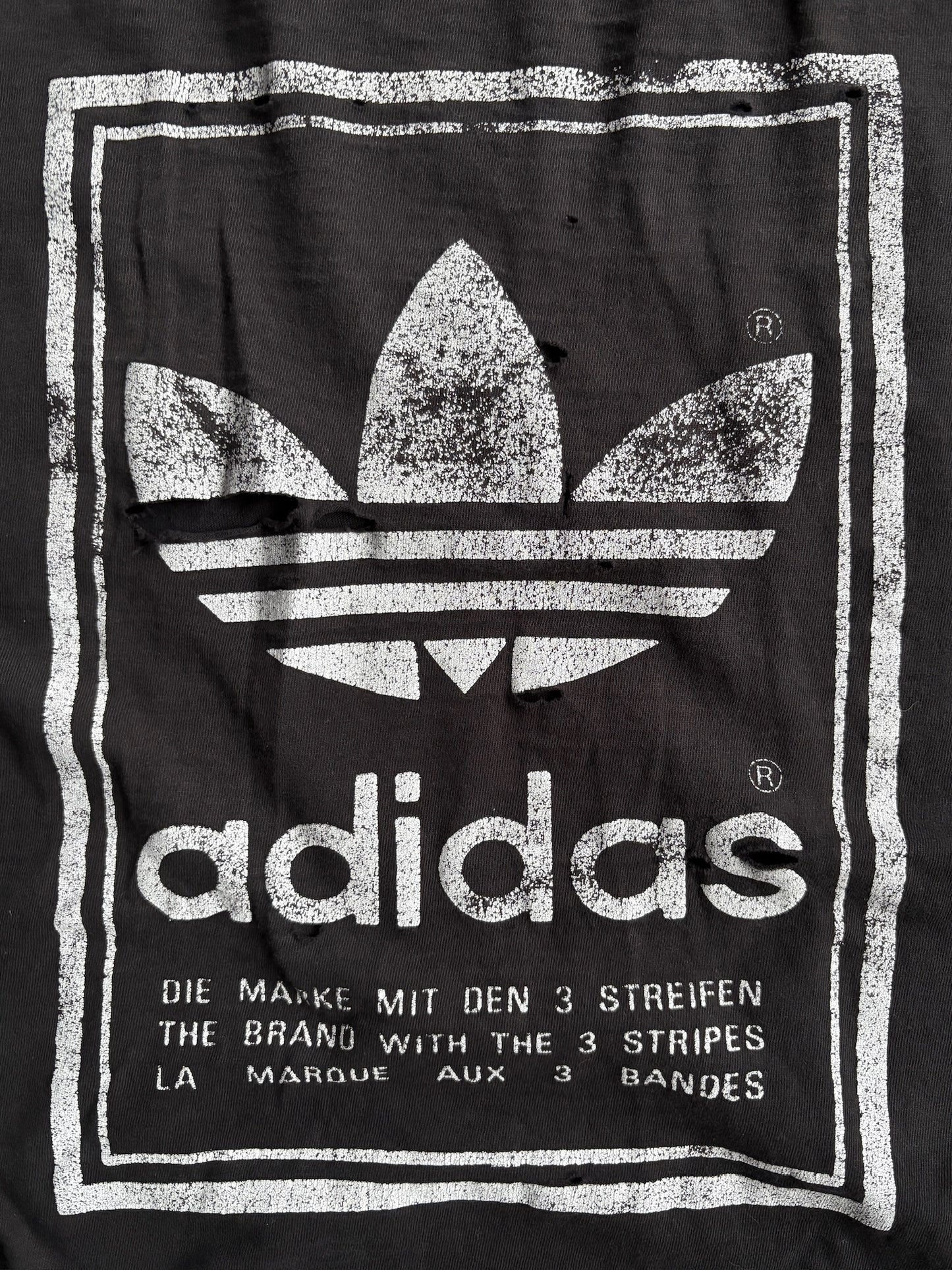 Vintage Distressed Black Adidas Shirt - XL