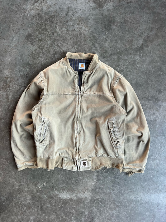 Vintage Khaki Flannel Lined Carhartt Jacket - M