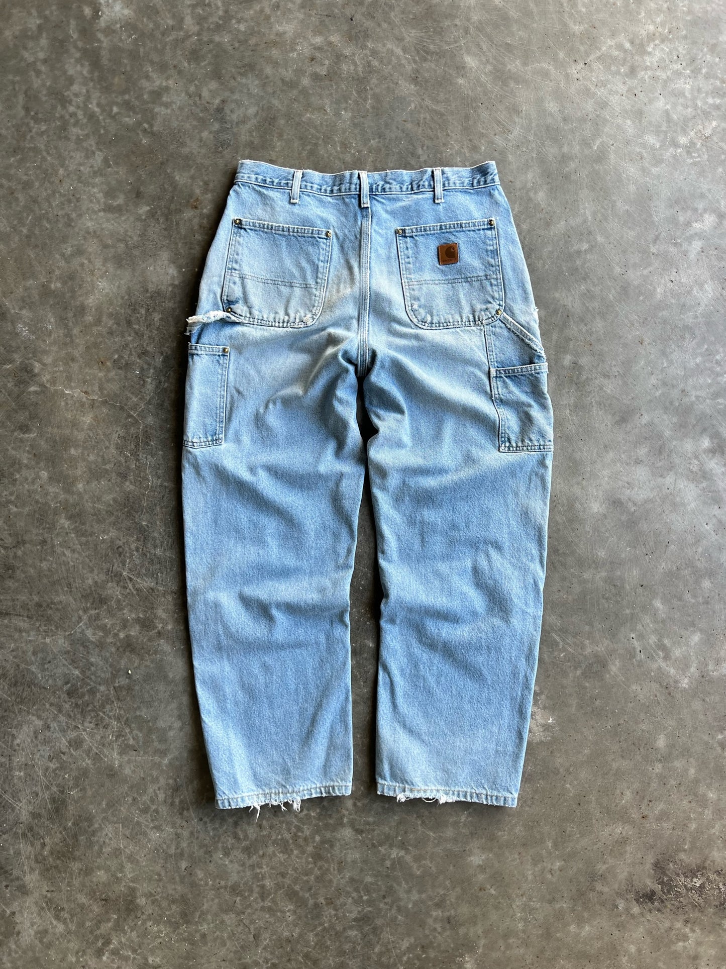 Vintage Distressed Light Wash Carhartt Double Knee Pants - 36