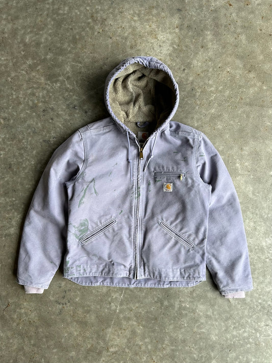 Purple Painted Fleece Lined Hooded Carhartt Jacket - S