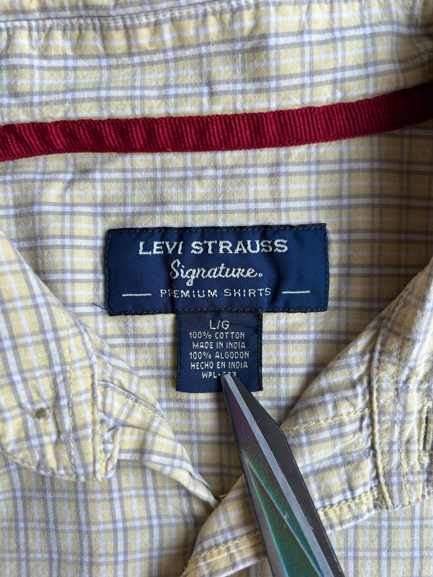 Yellow Plaid Levi Strauss Cropped Button-Up Shirt - L