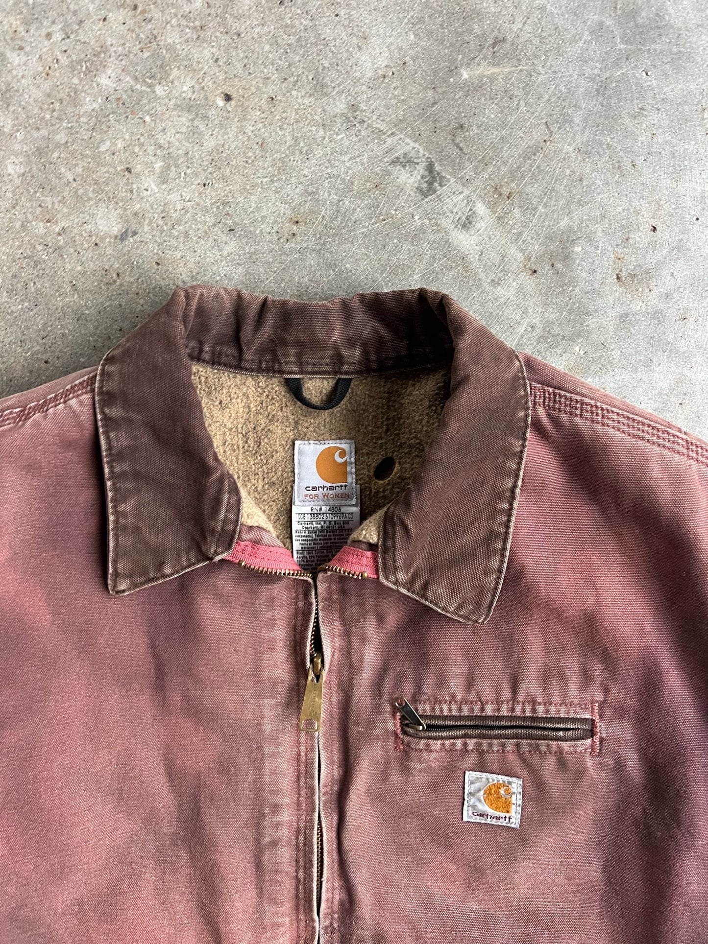 Vintage Faded Dusty Rose Flannel Lined Carhartt Detroit Jacket - XL