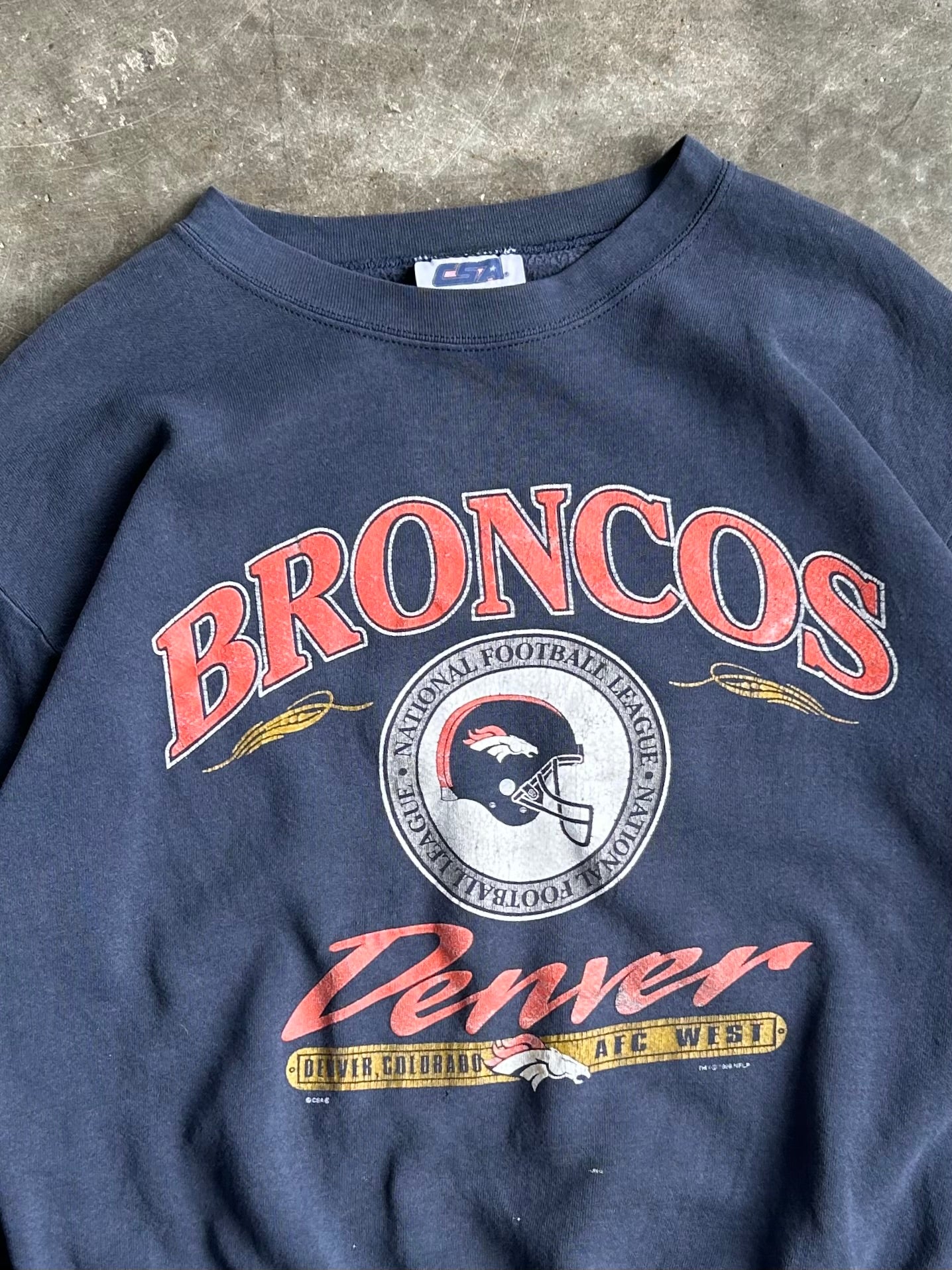 Vintage Navy Denver Broncos Crew - L