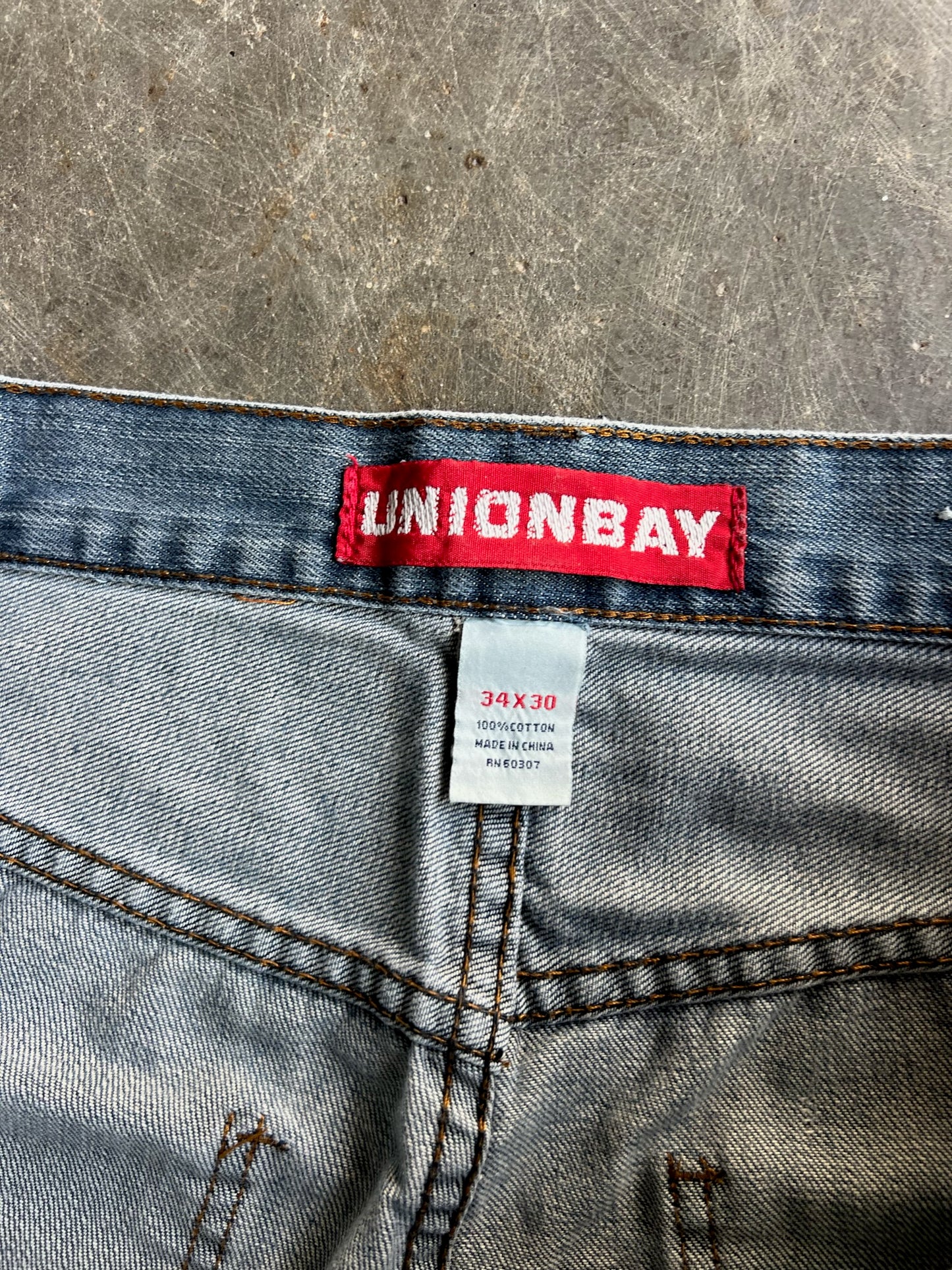 Vintage Distressed Faded Dark Wash Union Bay Pants - 34