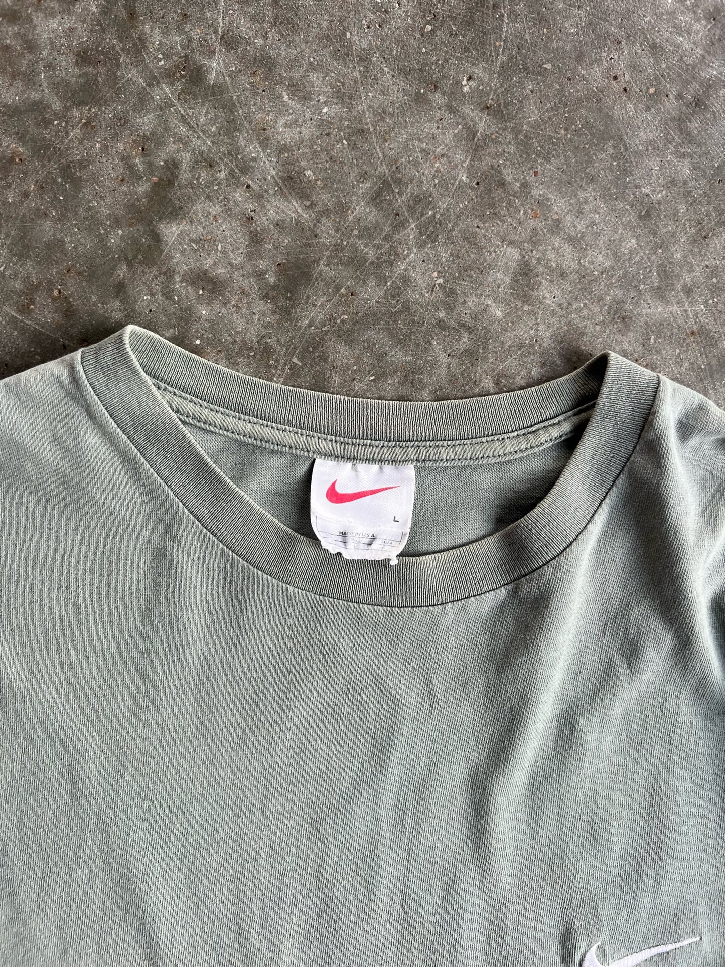 Vintage Sage Green Cropped Nike Shirt - L