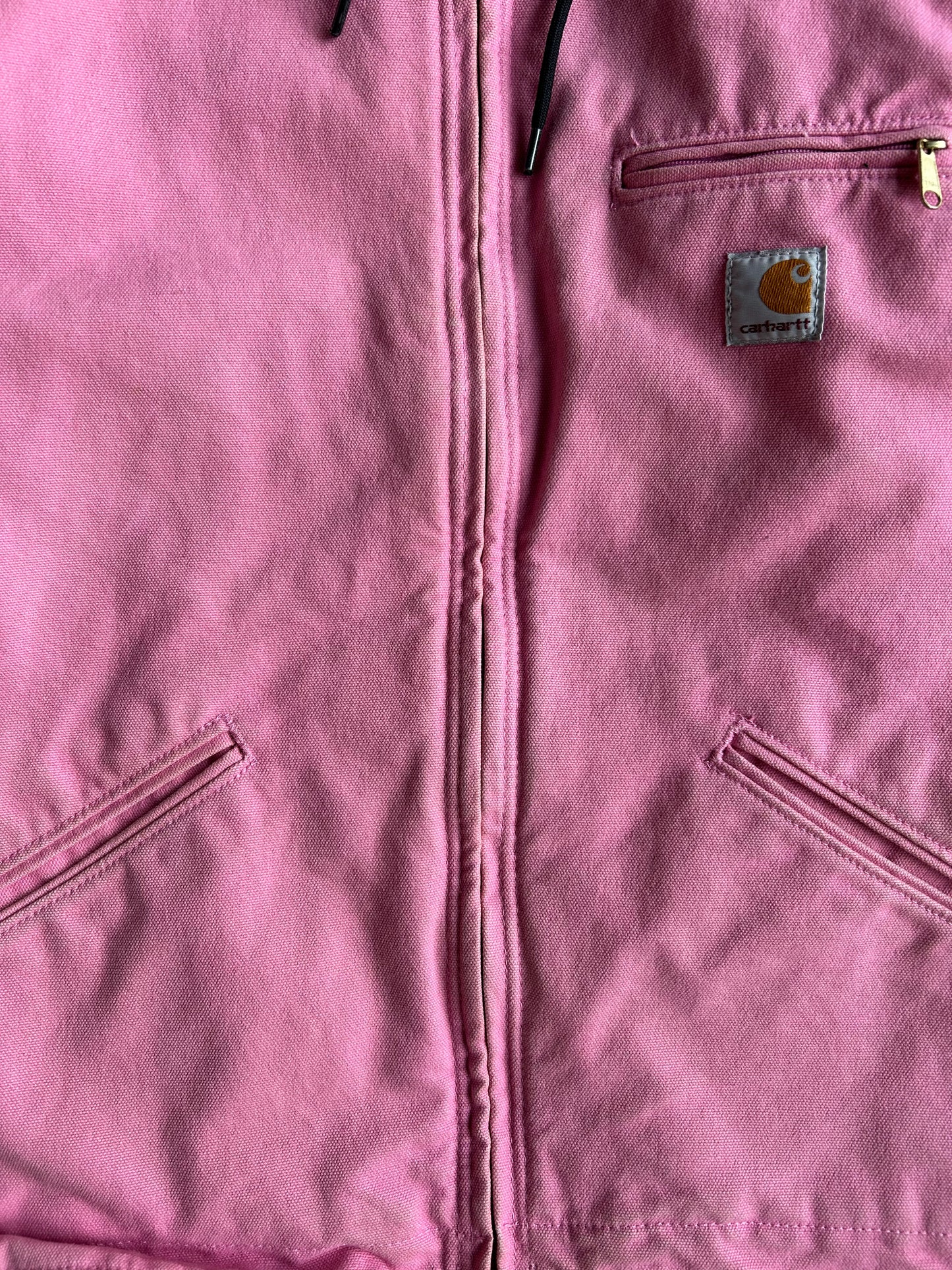 Baby Pink Sherpa Lined Hooded Carhartt Jacket - L