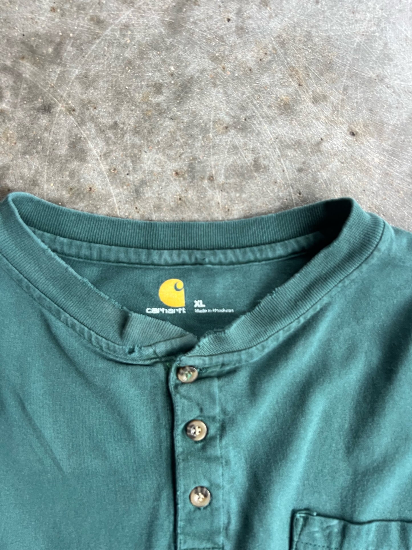 Cropped Green Long Sleeve Carhartt Shirt - XL