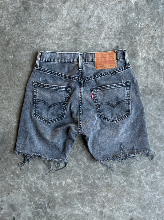 Vintage Black Faded Levi’s 501 Red Tab Distressed Denim Shorts - 26