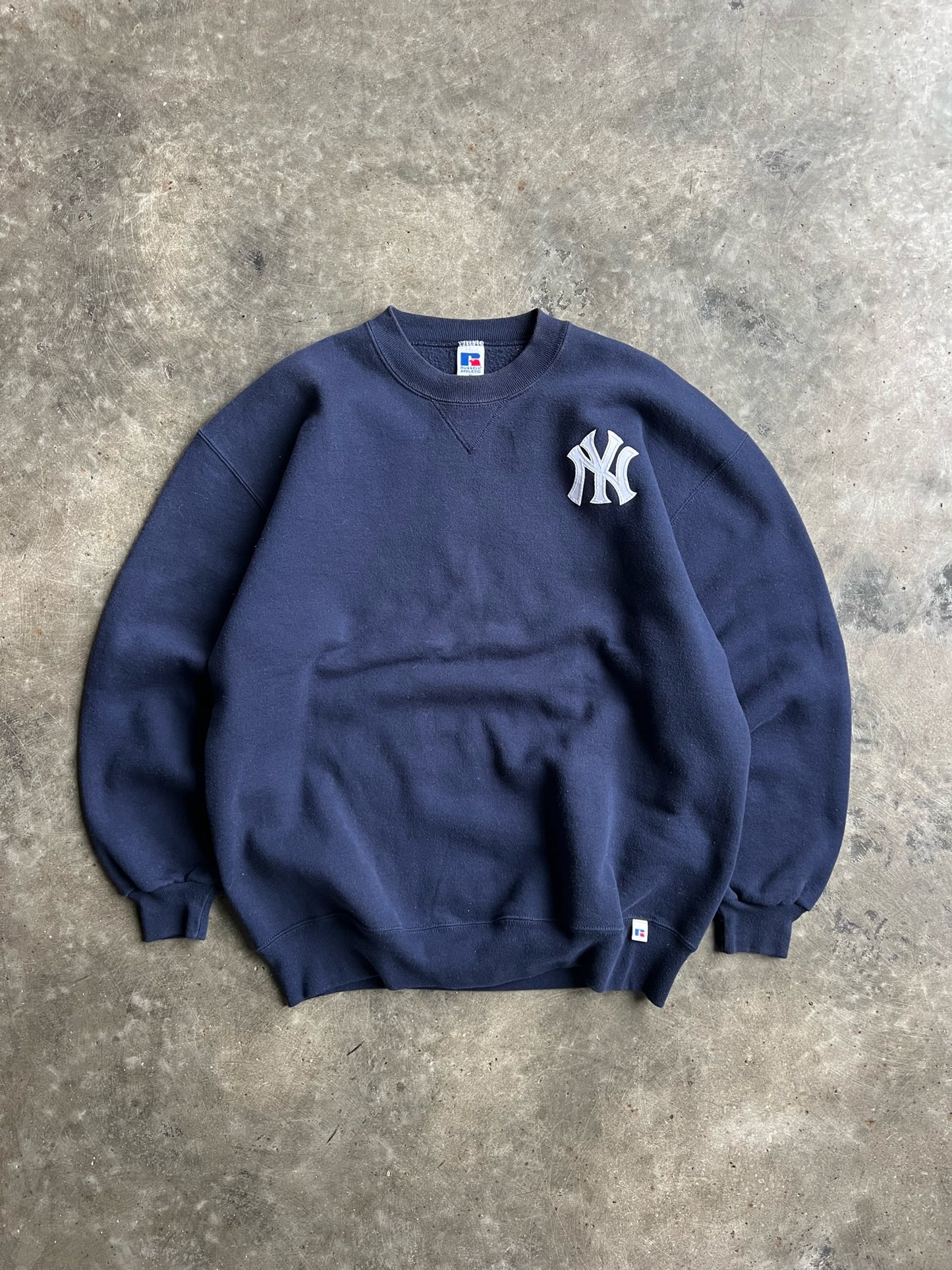 Vintage Navy Yankees Russell Crew - XL