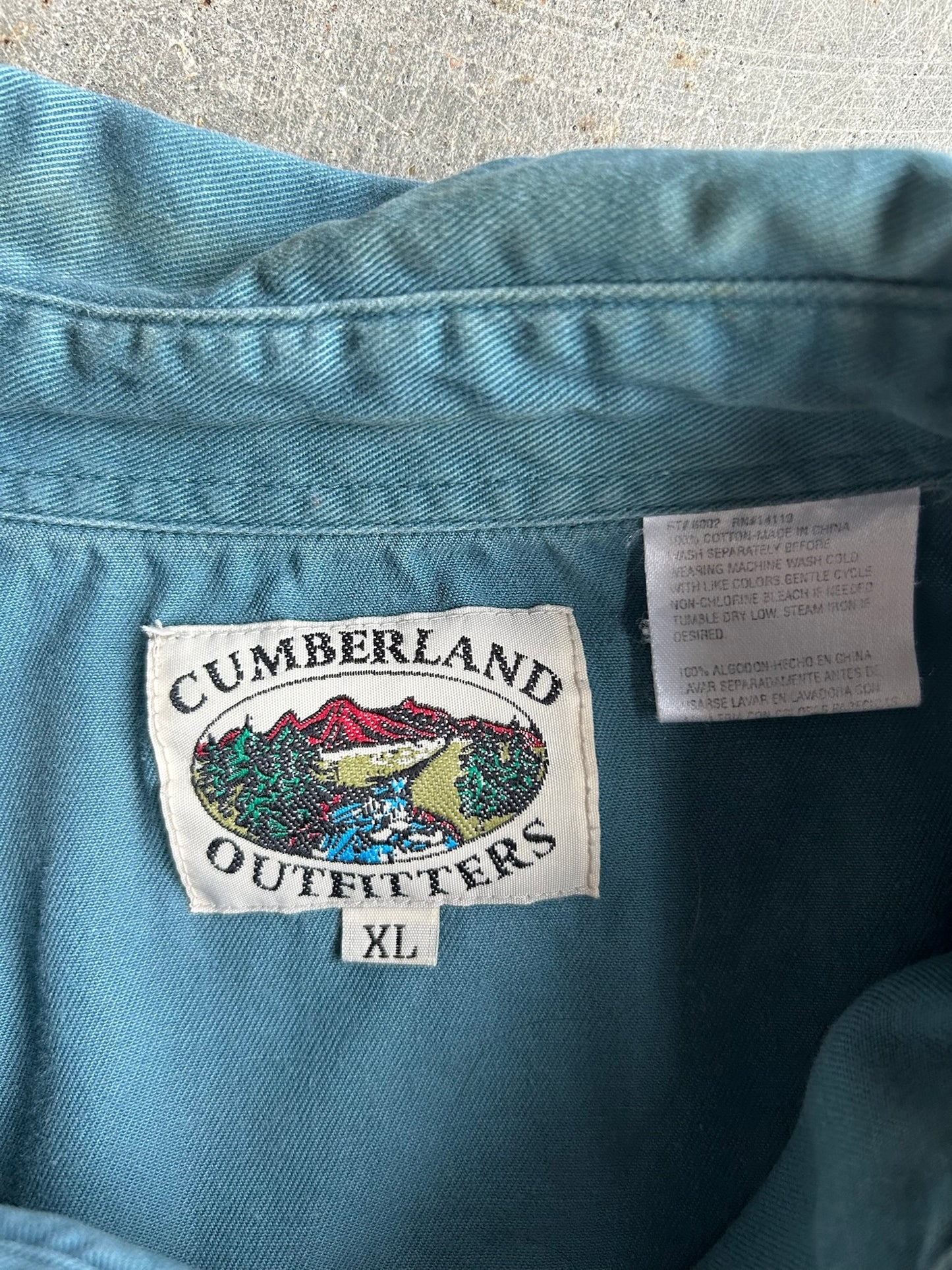 Vintage Cropped Teal Cumberland Outfitters Button-Up Shirt - XL