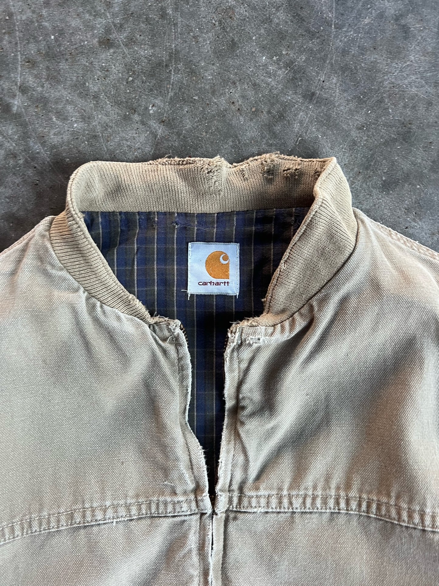 Vintage Khaki Flannel Lined Carhartt Jacket - M