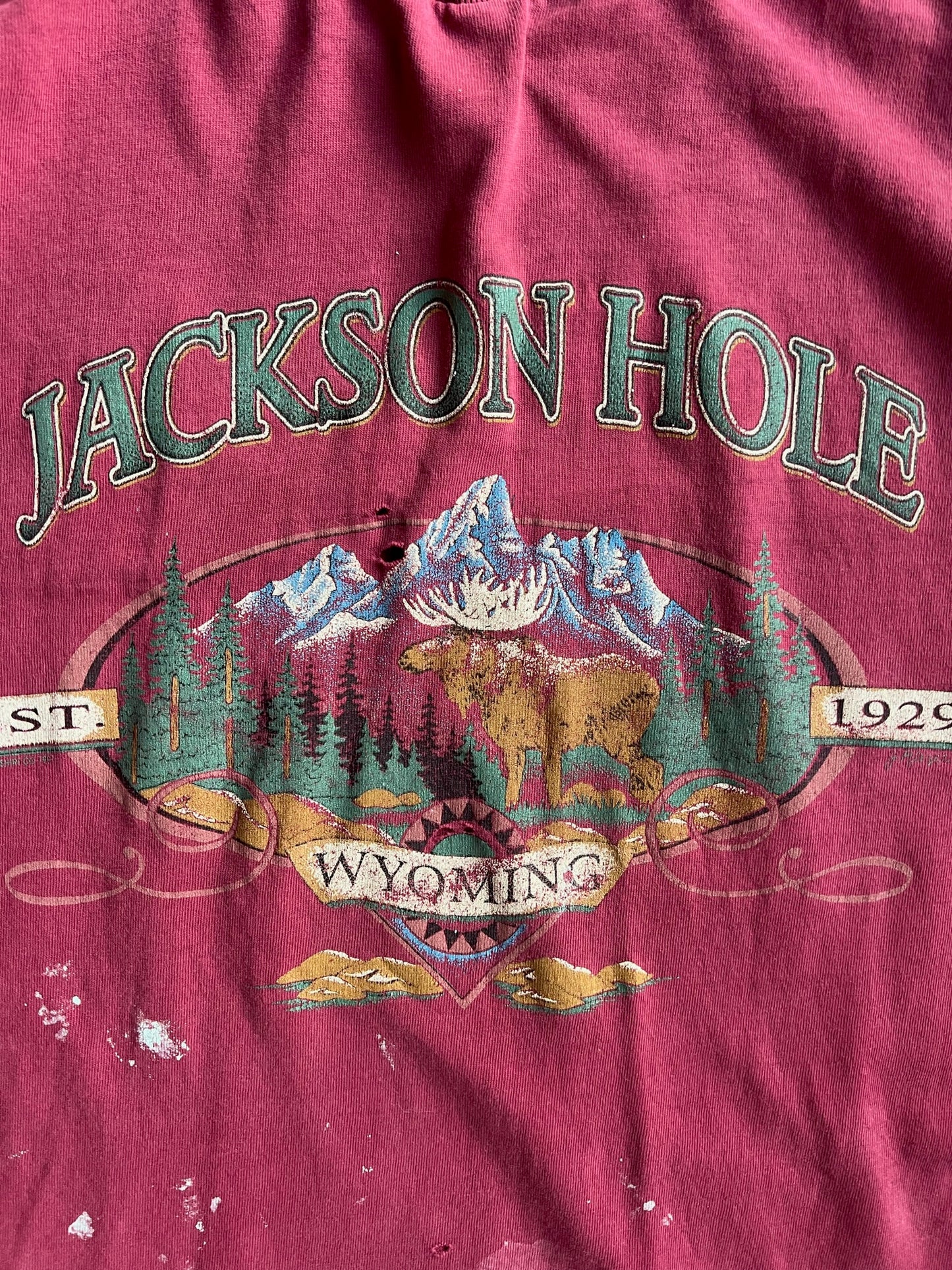 Vintage Red Jackson Hole Wyoming Shirt - L