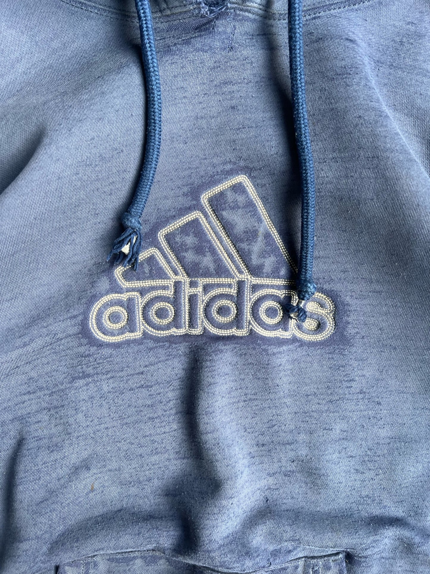 Vintage Blue Adidas Logo Hoodie - L