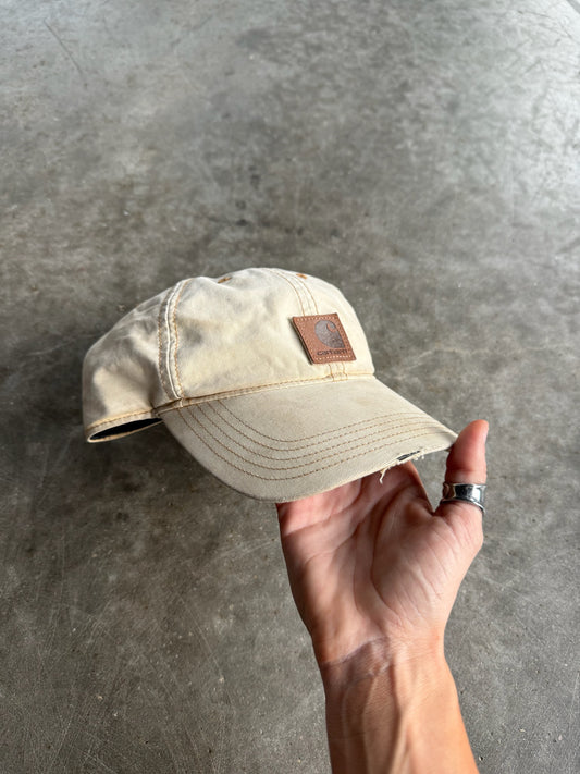 Tan Distressed Carhartt Strapback Hat