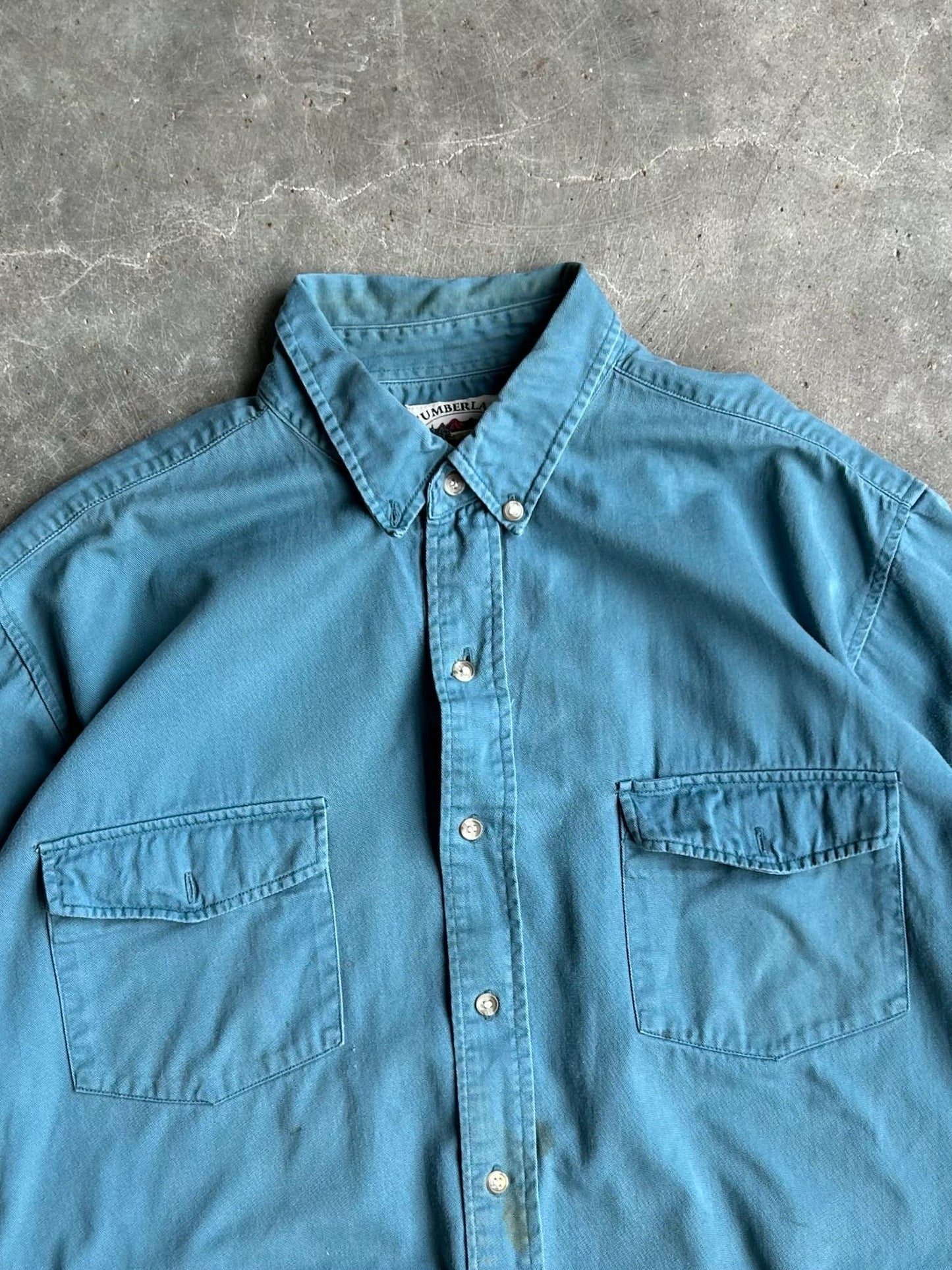 Vintage Cropped Teal Cumberland Outfitters Button-Up Shirt - XL