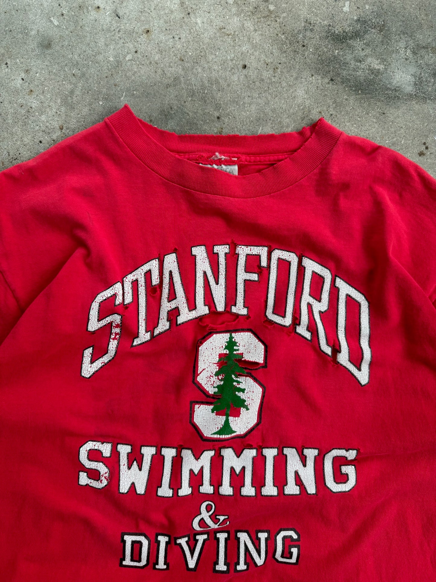 Vintage Red Stanford Swimming Swimming & Diving Shirt - L