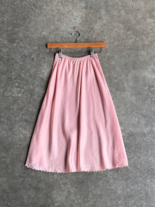 Vintage Pink Silk Slip Skirt - S