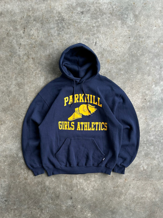 Vintage Navy Parkhill Russel Athletics Hoodie - L