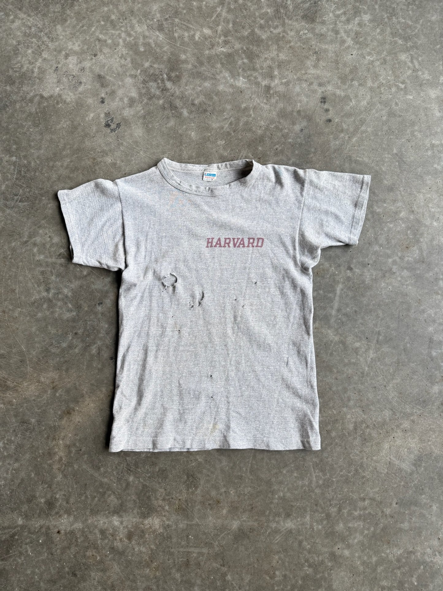 True Vintage Grey Harvard Champion Distressed Tee - M