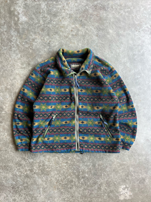 Vintage Tribal Print Timberland Fleece Zip Up - L