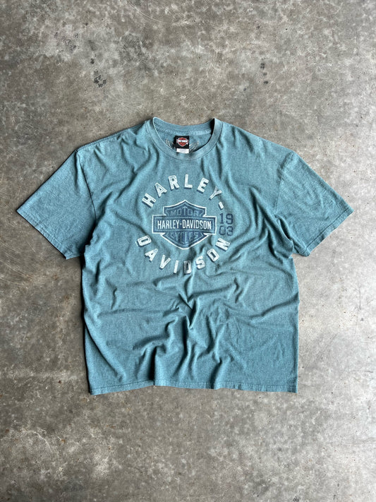 Vintage Faded Teal Harley Davidson Shirt - XXL