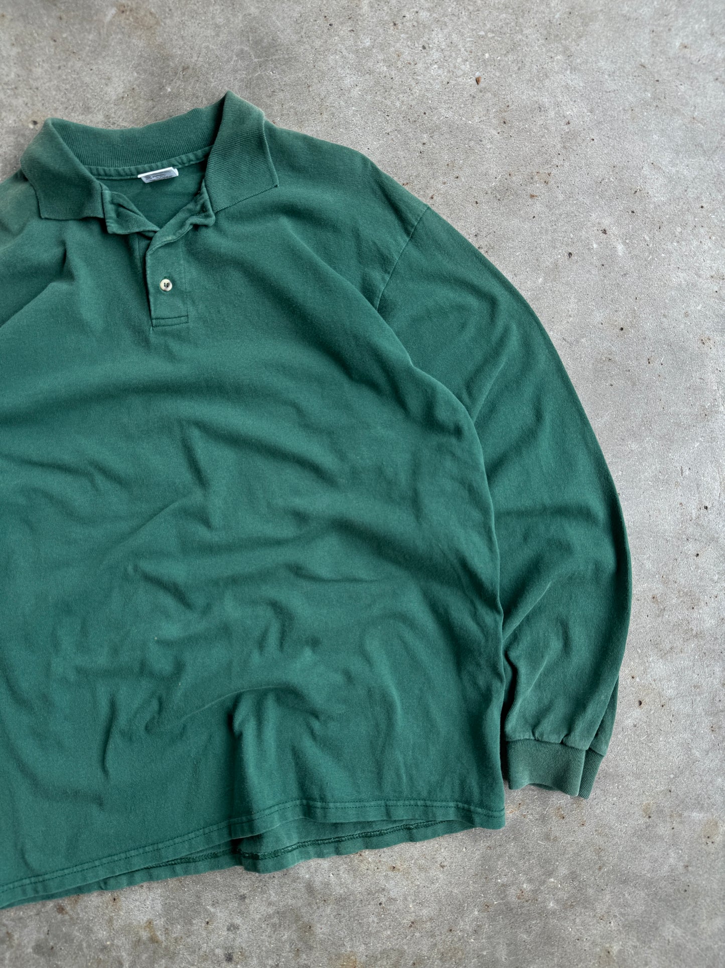 Vintage Green Polo Long Sleeve Shirt - L