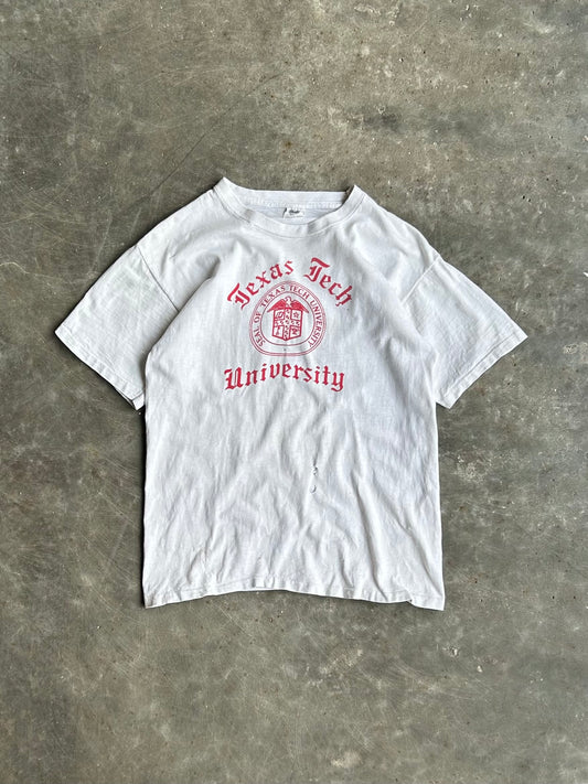 True Vintage White Texas Tech Distressed Tee - S