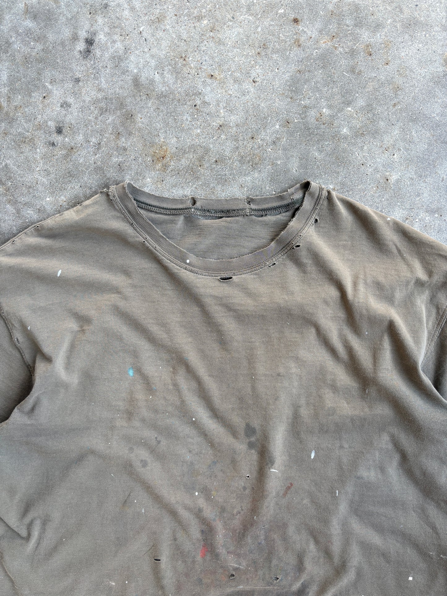 Vintage Brown Distressed Painted Tee - L