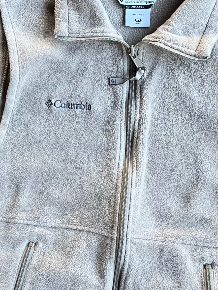 Vintage Cream Fleece Columbia Zip Up Vest - S