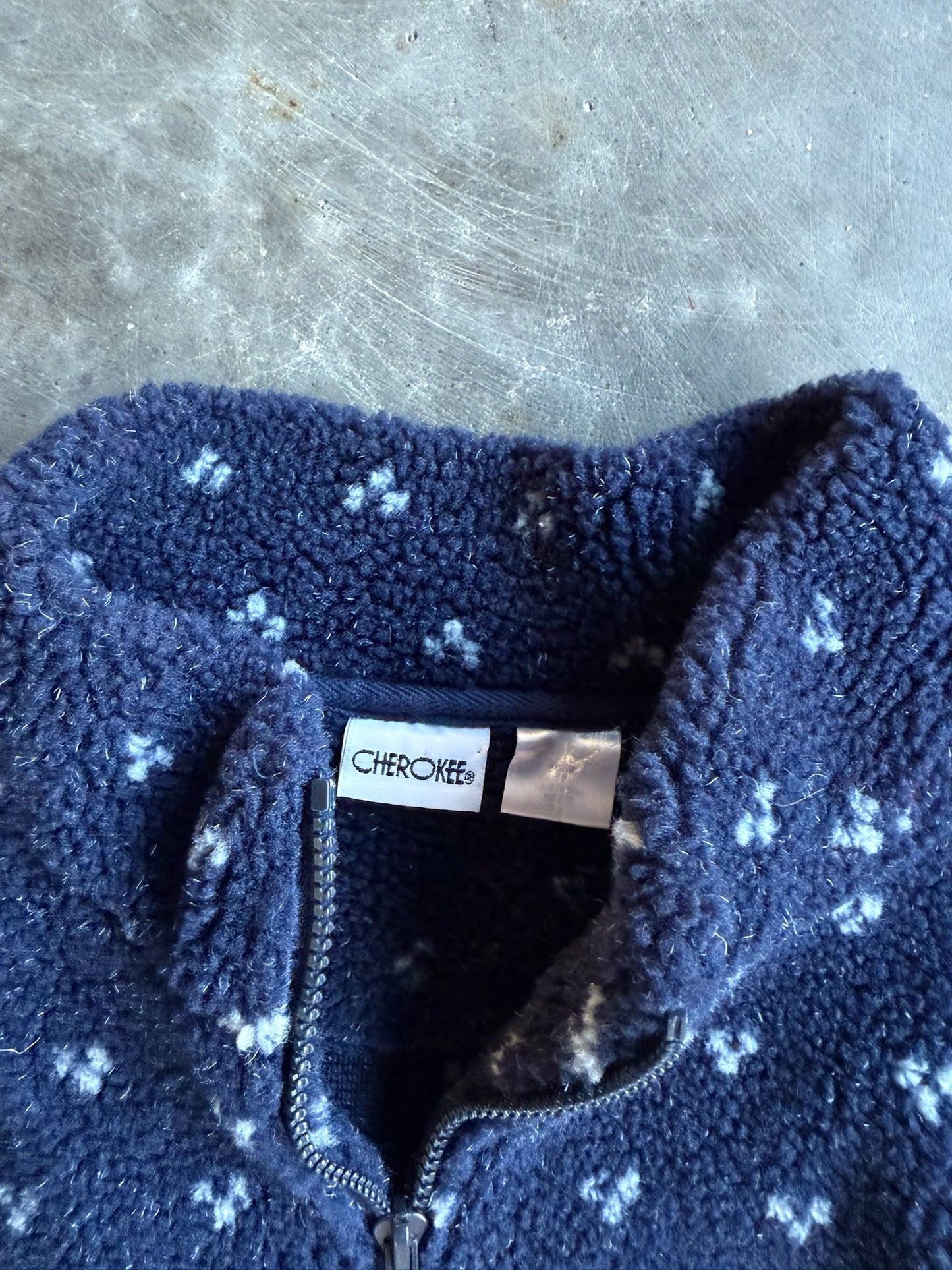 Vintage Cherokee Navy/White Fleece Quarter Zip - S