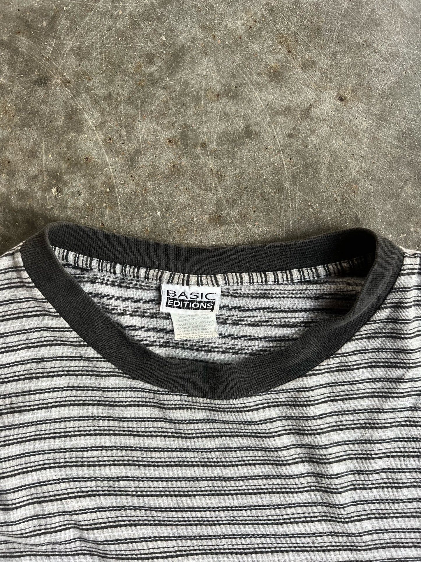 Vintage Grey Striped Basic Editions Shirt - XL