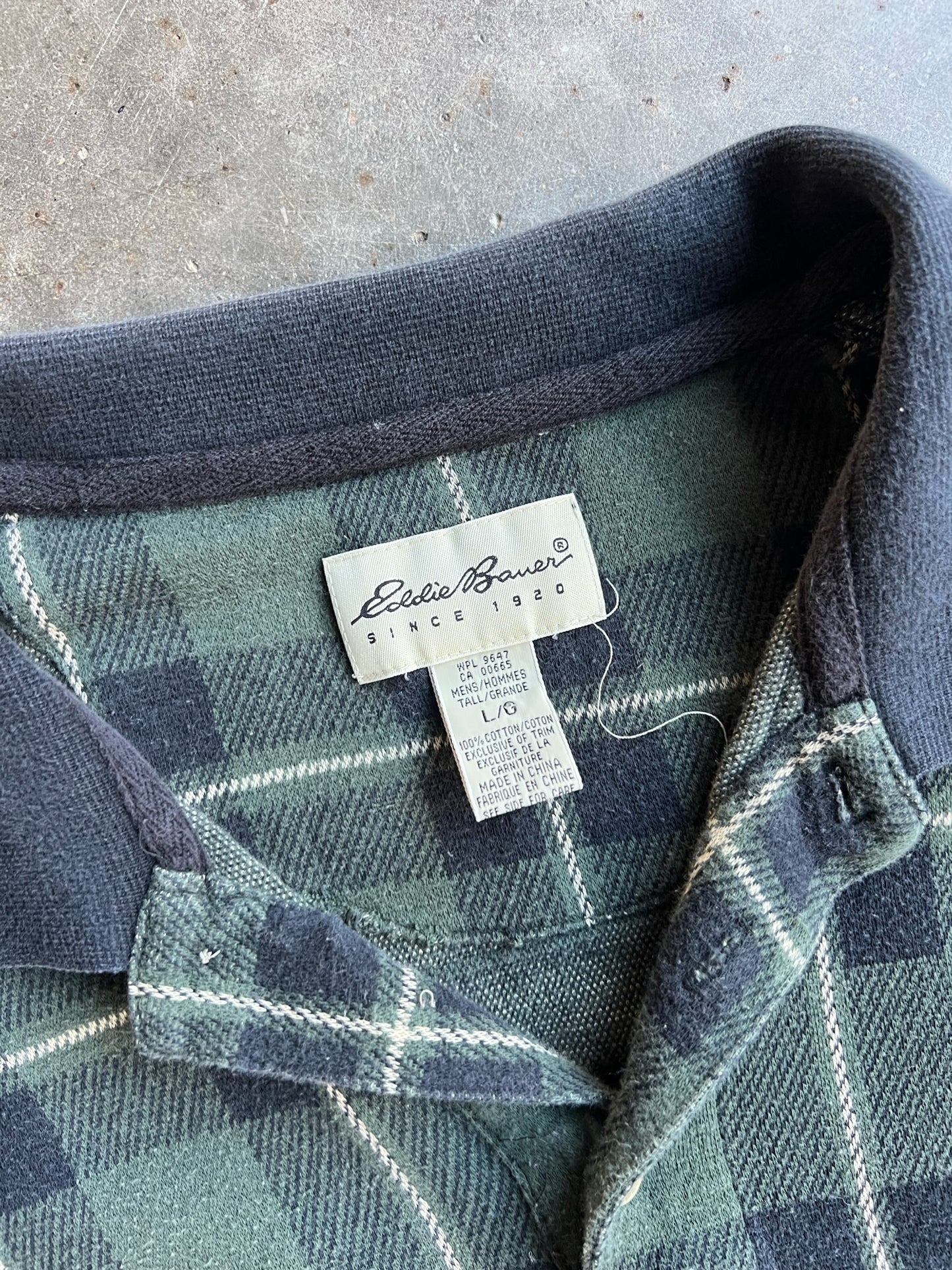 Vintage Plaid Cropped Eddie Bauer Polo Long Sleeve - L