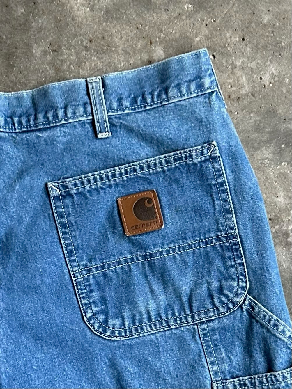 Vintage Faded Denim Distressed Carhartt Carpenter Shorts - 35