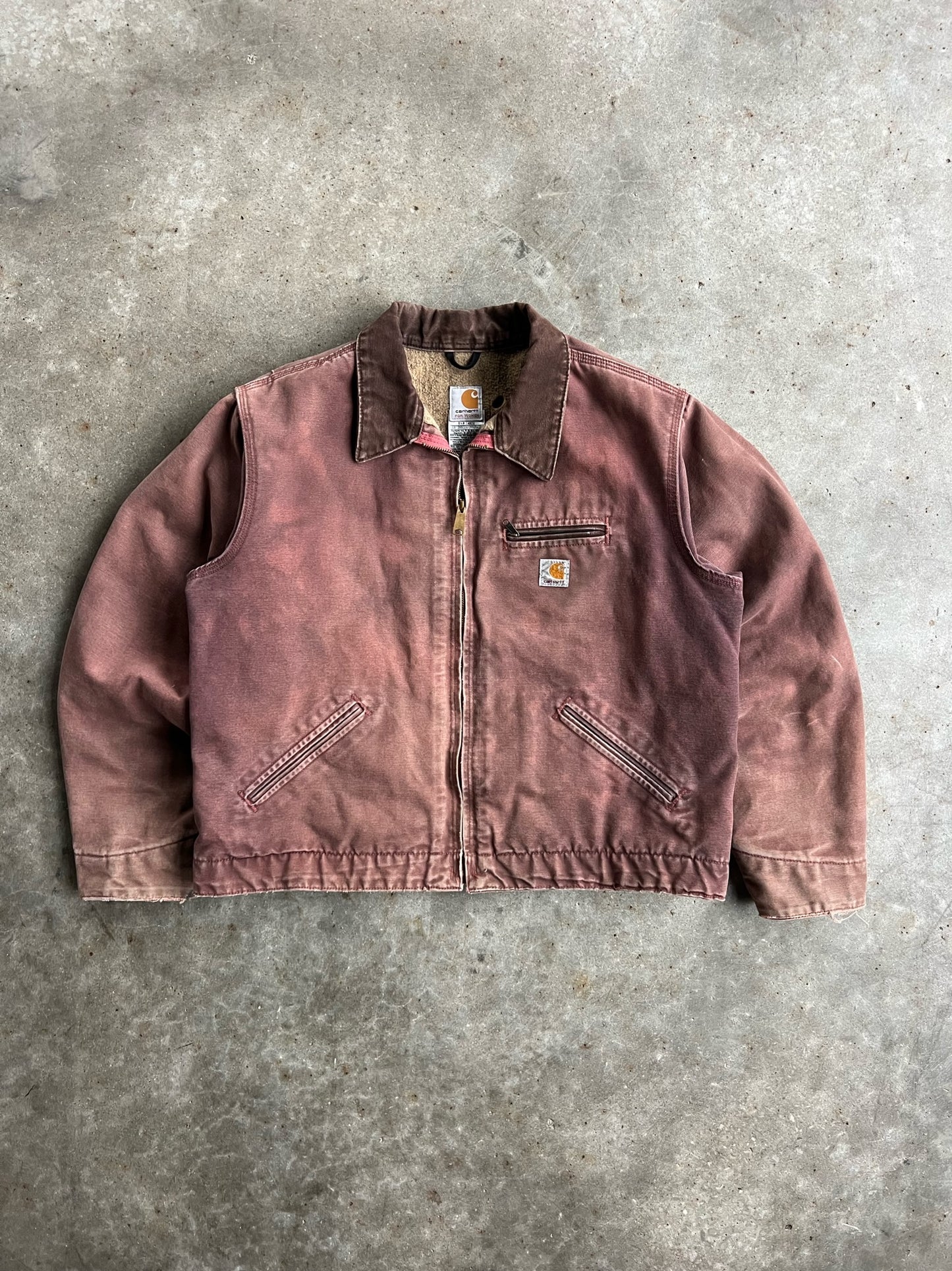 Vintage Faded Dusty Rose Flannel Lined Carhartt Detroit Jacket - XL