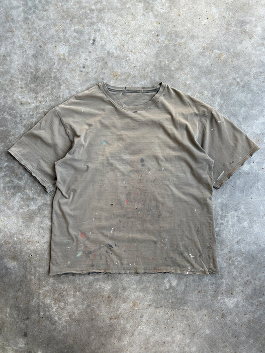 Vintage Brown Distressed Painted Tee - L