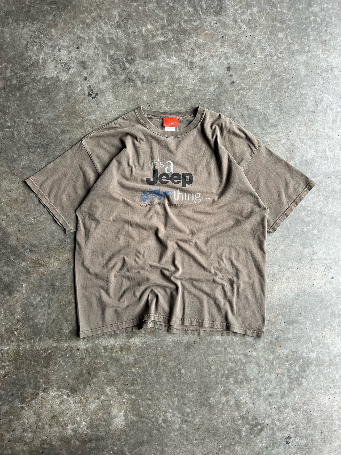 Vintage Brown Graphic Jeep Shirt - XXL