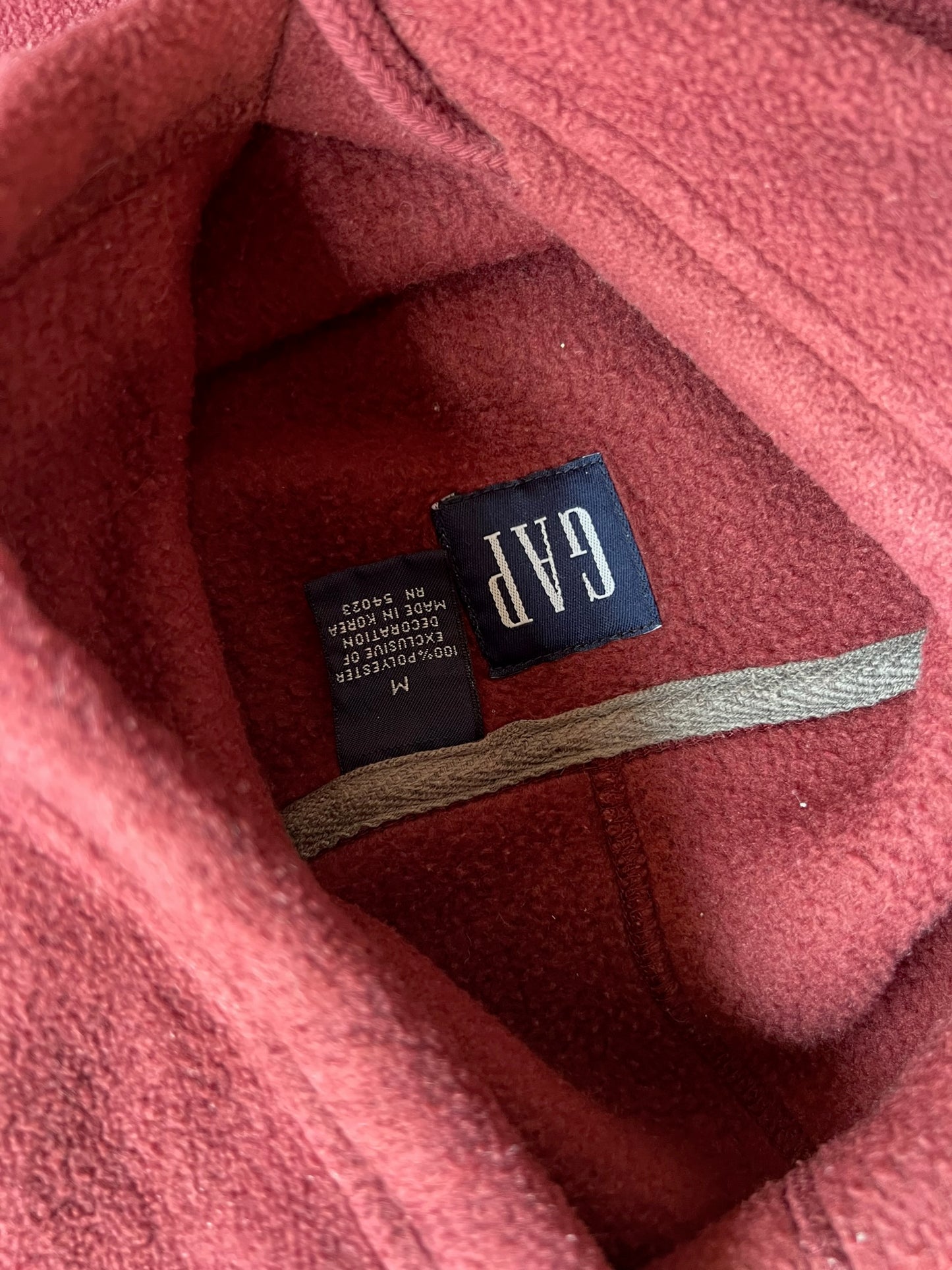 Vintage Deep Red Fleece Gap Hoodie - M