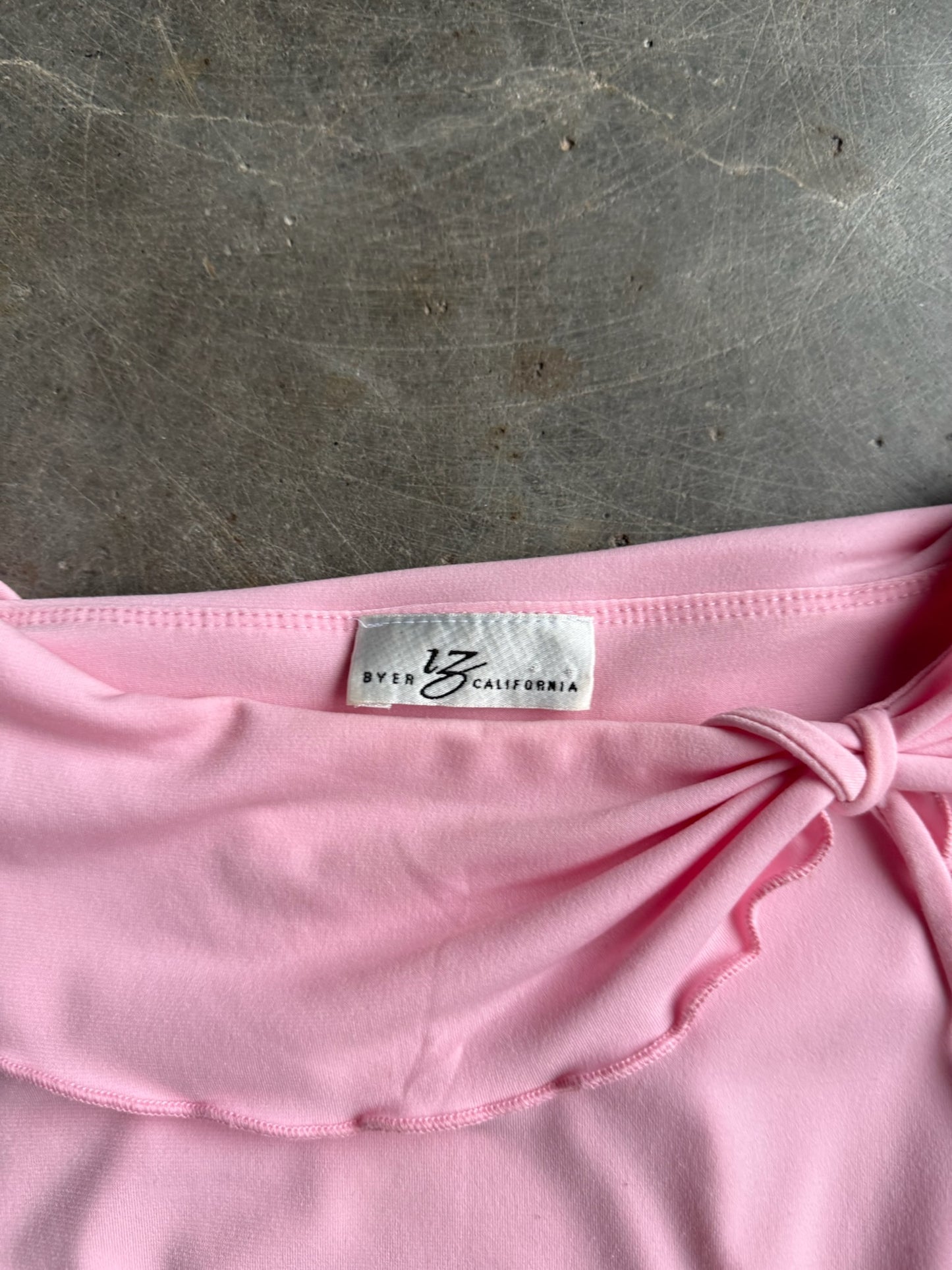 Vintage Baby Pink Tie Top - M